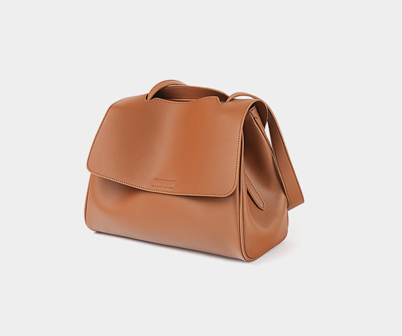 structured flap top-handle bag in caramel leather – ARIZ
