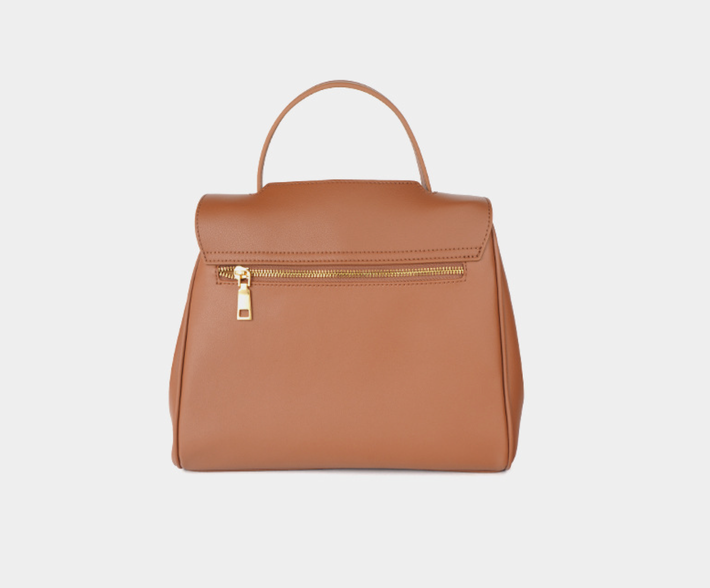 structured flap top-handle bag in caramel leather – ARIZ