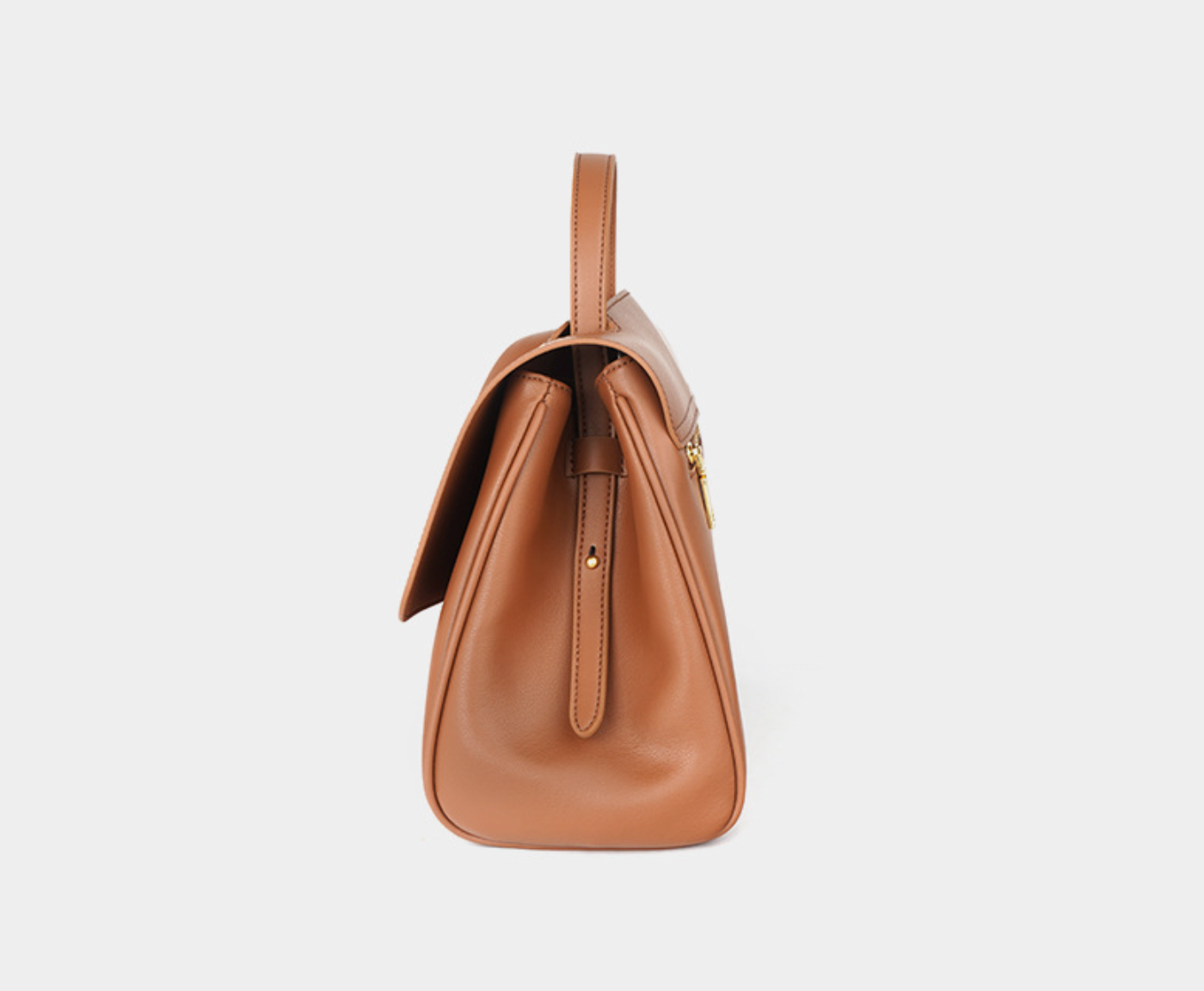 structured flap top-handle bag in caramel leather – ARIZ