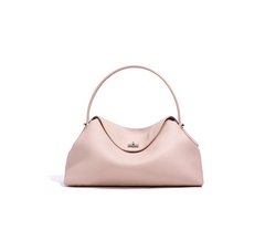 curved-top leather shoulder bag with silver twist lock – NOLA