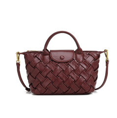 woven leather tote with flap snap closure – MARLA