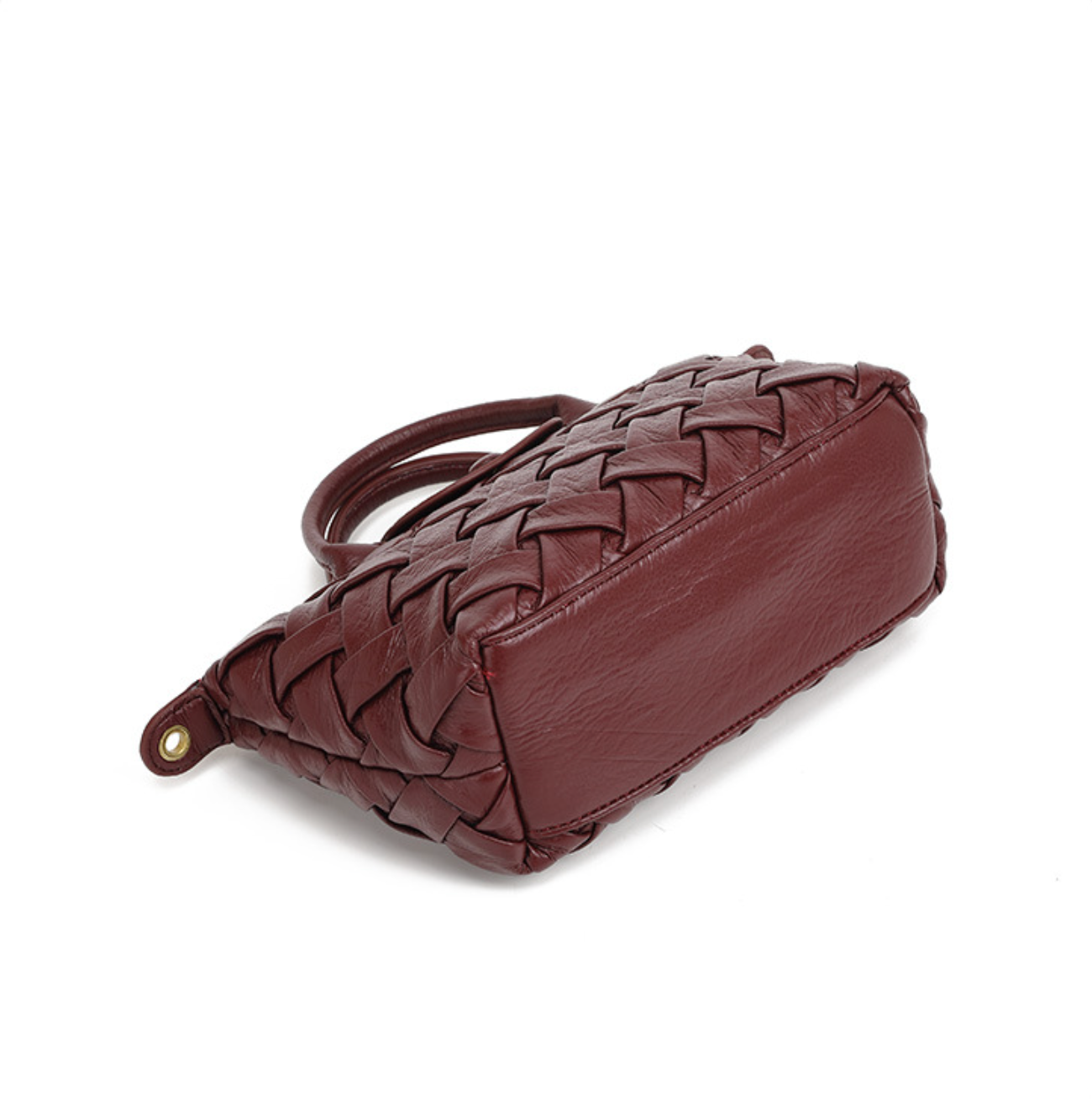 woven leather tote with flap snap closure – MARLA