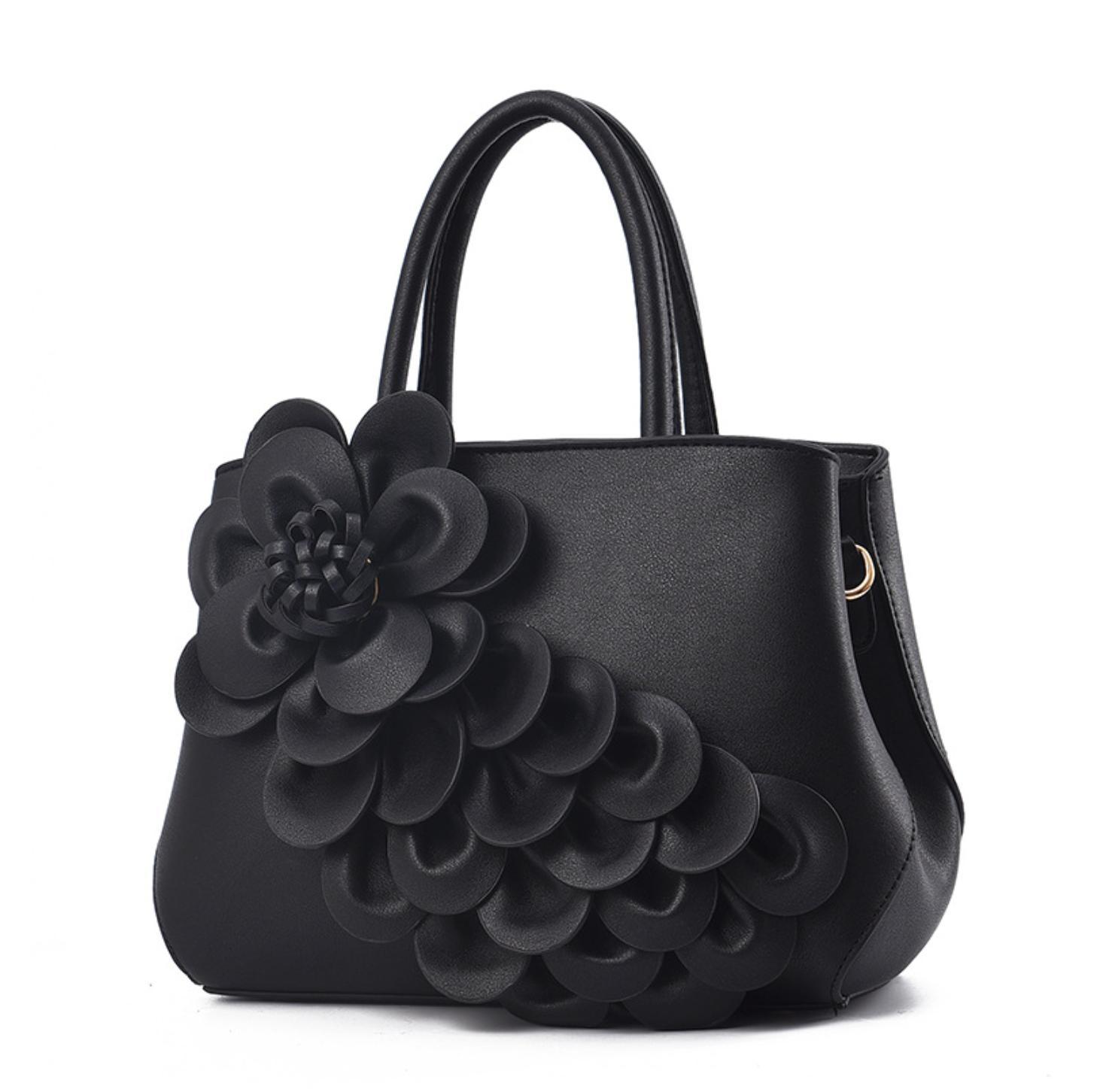 top-handle bag with 3D floral appliqué – AMARA