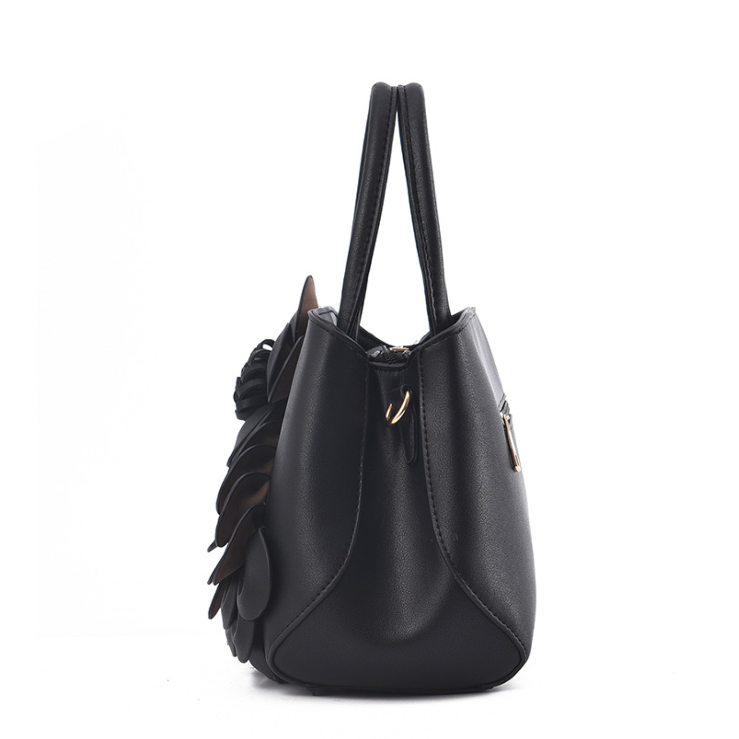 top-handle bag with 3D floral appliqué – AMARA