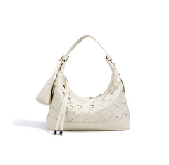 woven crescent shoulder bag with top handle – CELENE