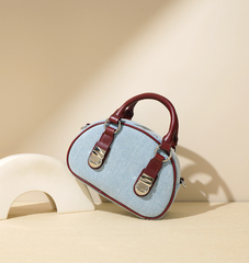 denim dome bag with leather trim – STELLA