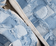 frayed denim bucket bag with leather pouch – INDIGO