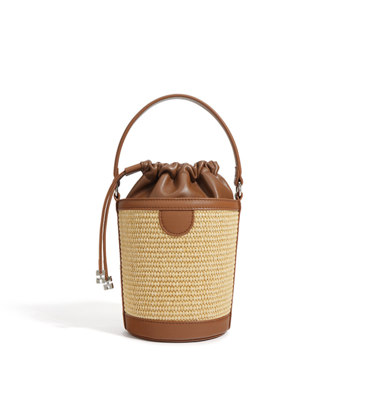 straw bucket bag with leather drawstring top – CARMEL