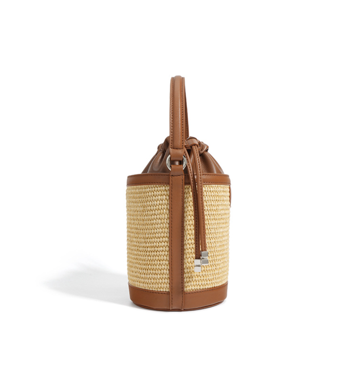 straw bucket bag with leather drawstring top – CARMEL