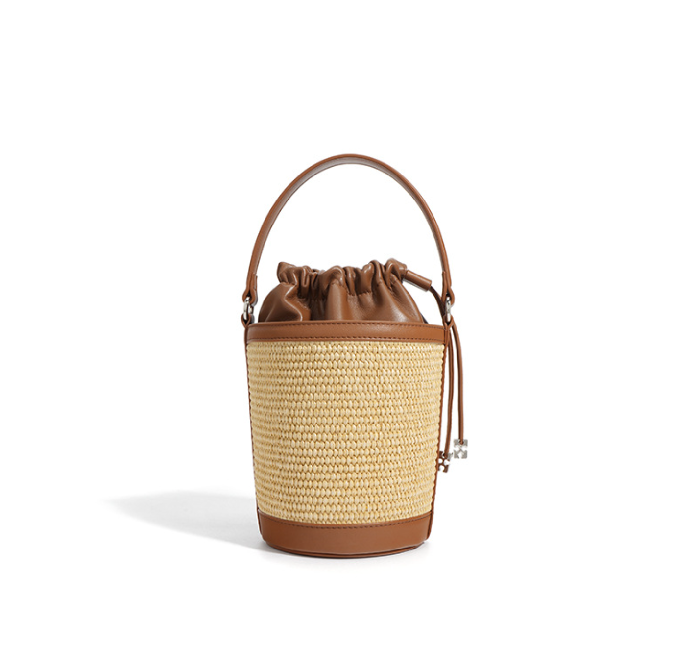straw bucket bag with leather drawstring top – CARMEL