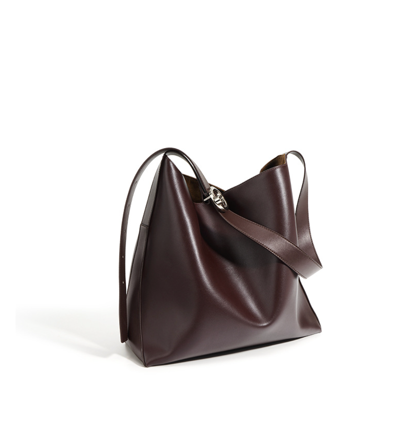 structured leather tote with wide strap – VERA