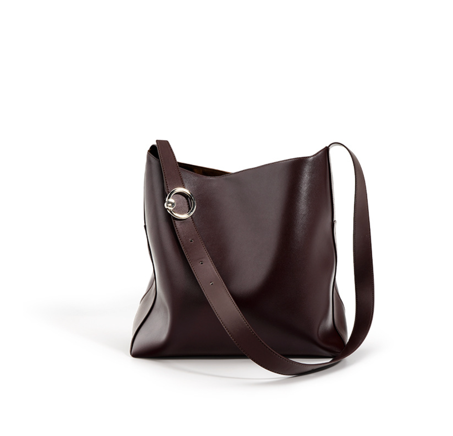 structured leather tote with wide strap – VERA