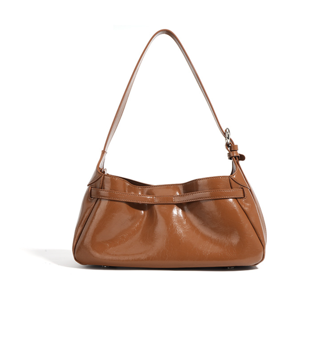 glossy saddle-strap shoulder bag – SIENNA