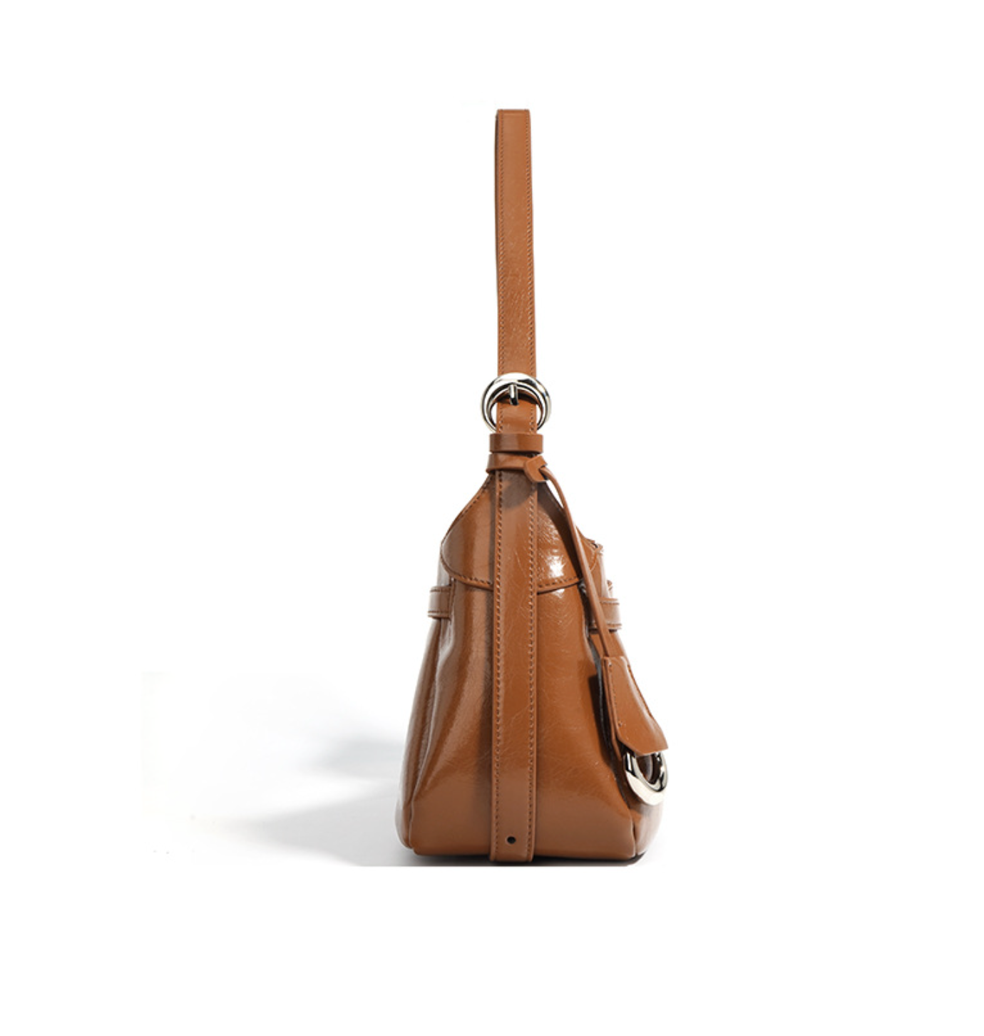 glossy saddle-strap shoulder bag – SIENNA