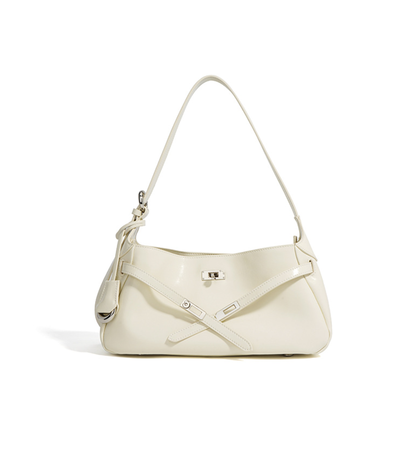 glossy saddle-strap shoulder bag – SIENNA