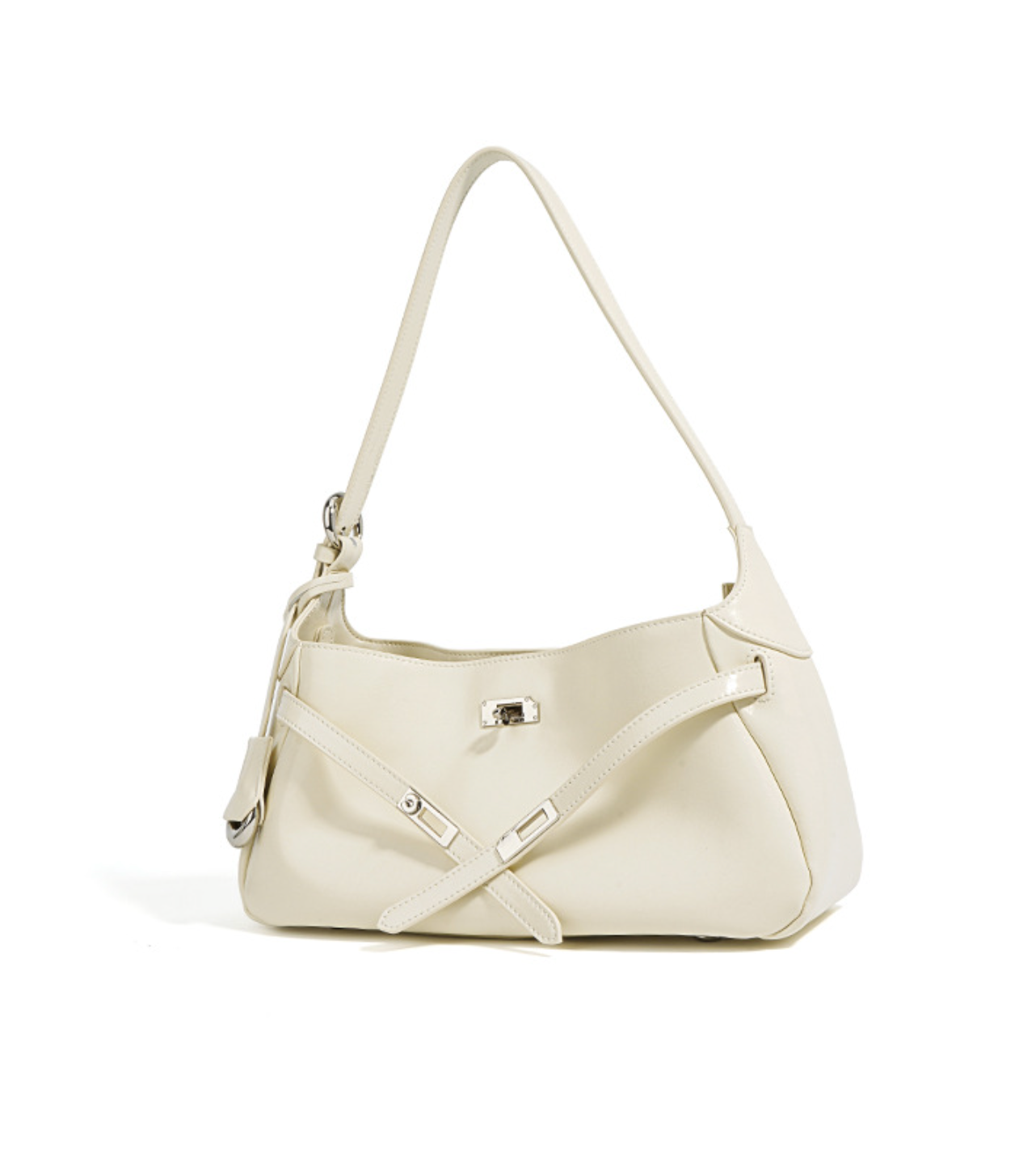 glossy saddle-strap shoulder bag – SIENNA