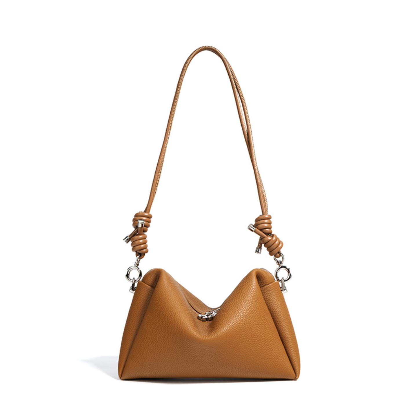 geometric leather handbag with coiled handle – SIENNA