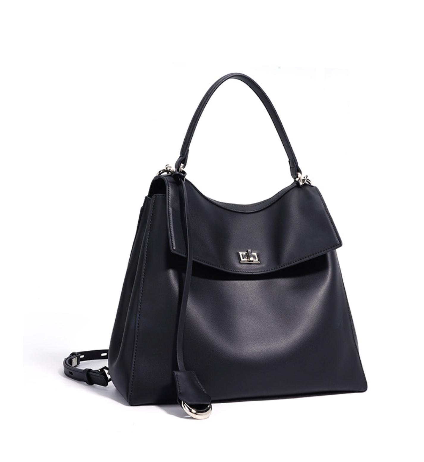 flap-top shoulder bag with polished clasp – RAYA