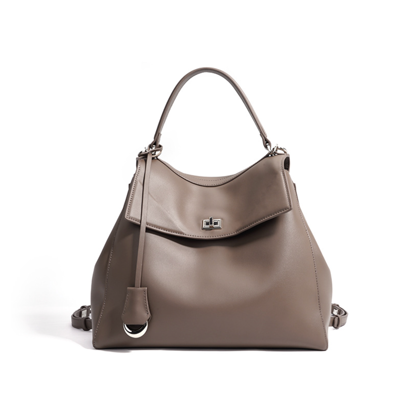 flap-top shoulder bag with polished clasp – RAYA