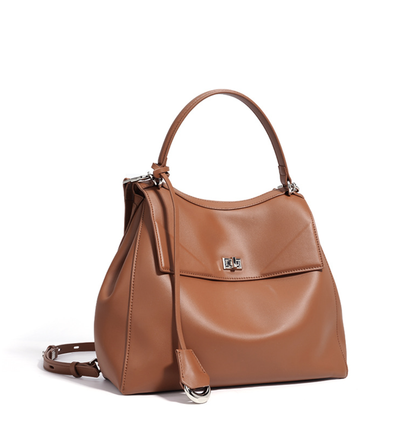 flap-top shoulder bag with polished clasp – RAYA