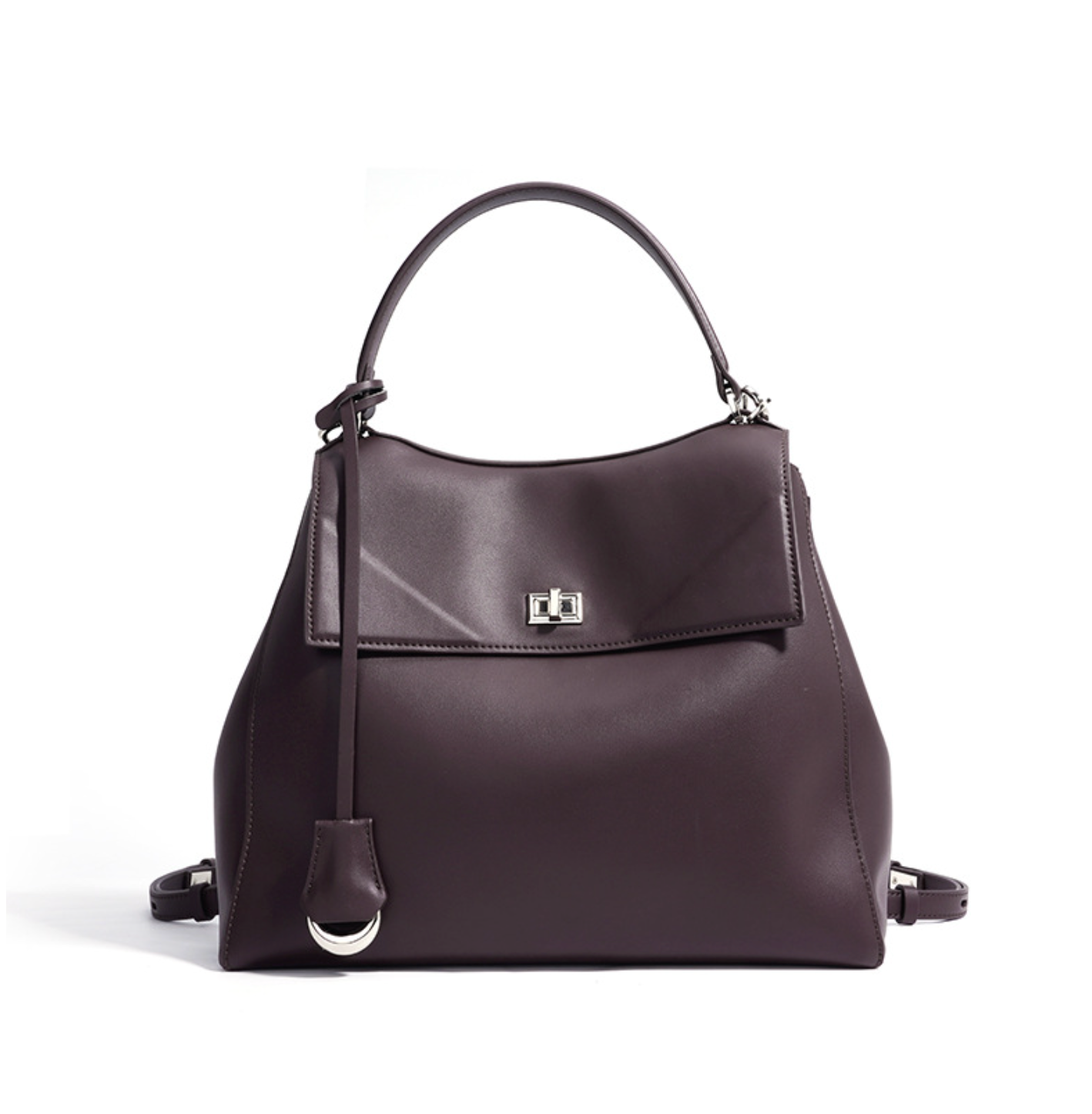 flap-top shoulder bag with polished clasp – RAYA