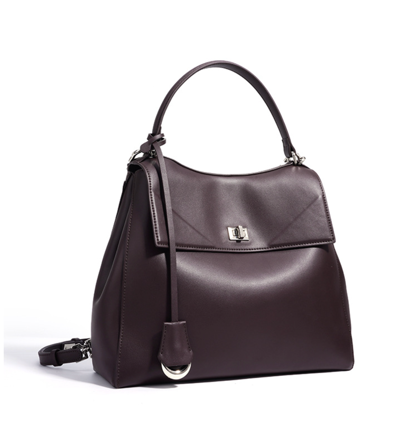 flap-top shoulder bag with polished clasp – RAYA