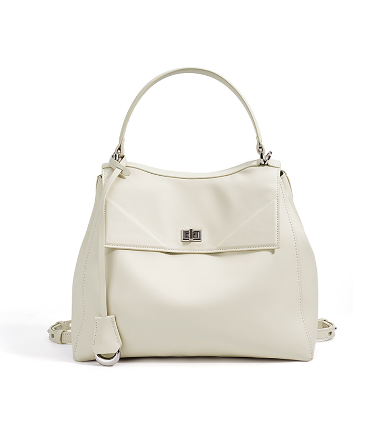 flap-top shoulder bag with polished clasp – RAYA