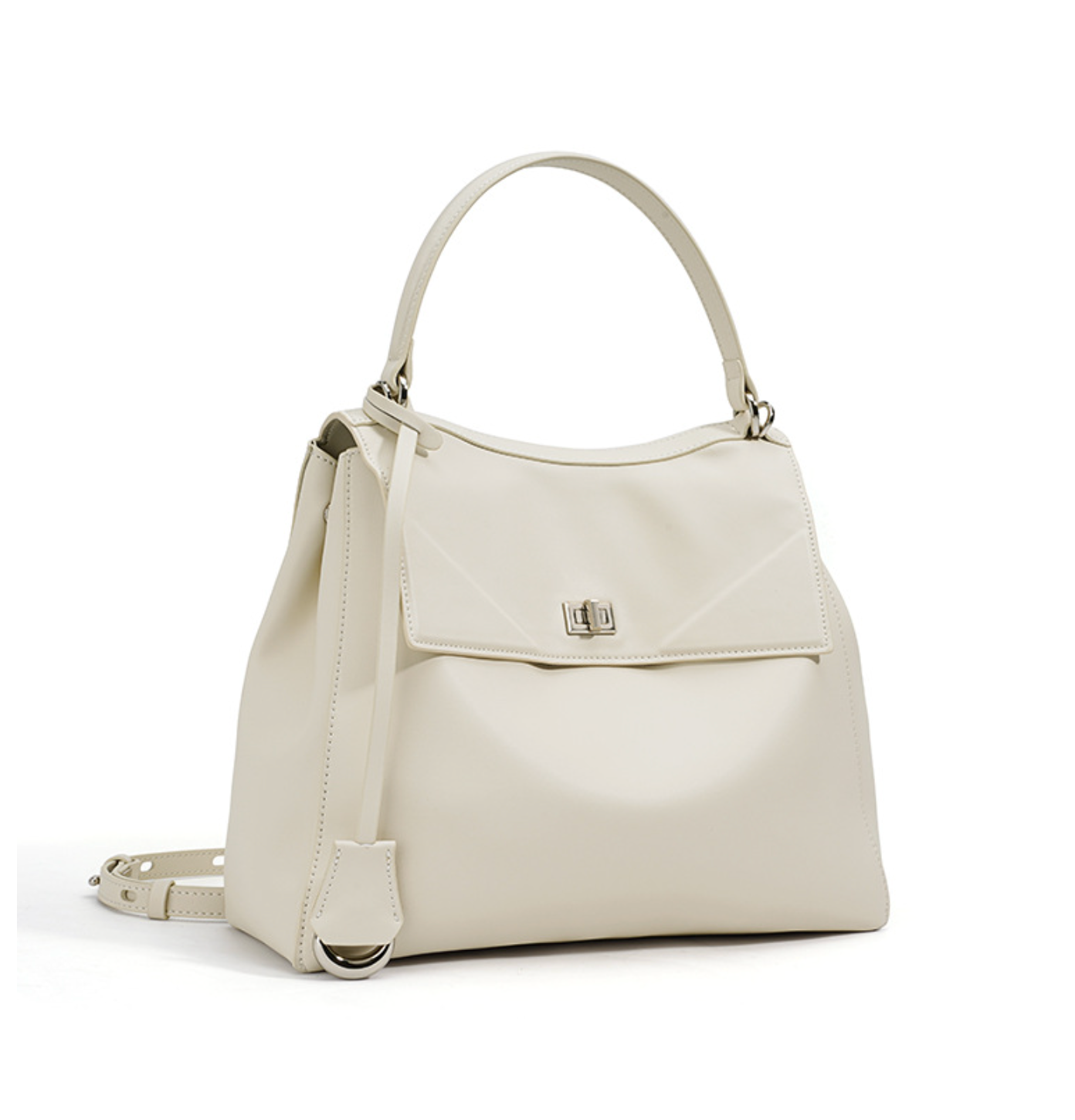 flap-top shoulder bag with polished clasp – RAYA