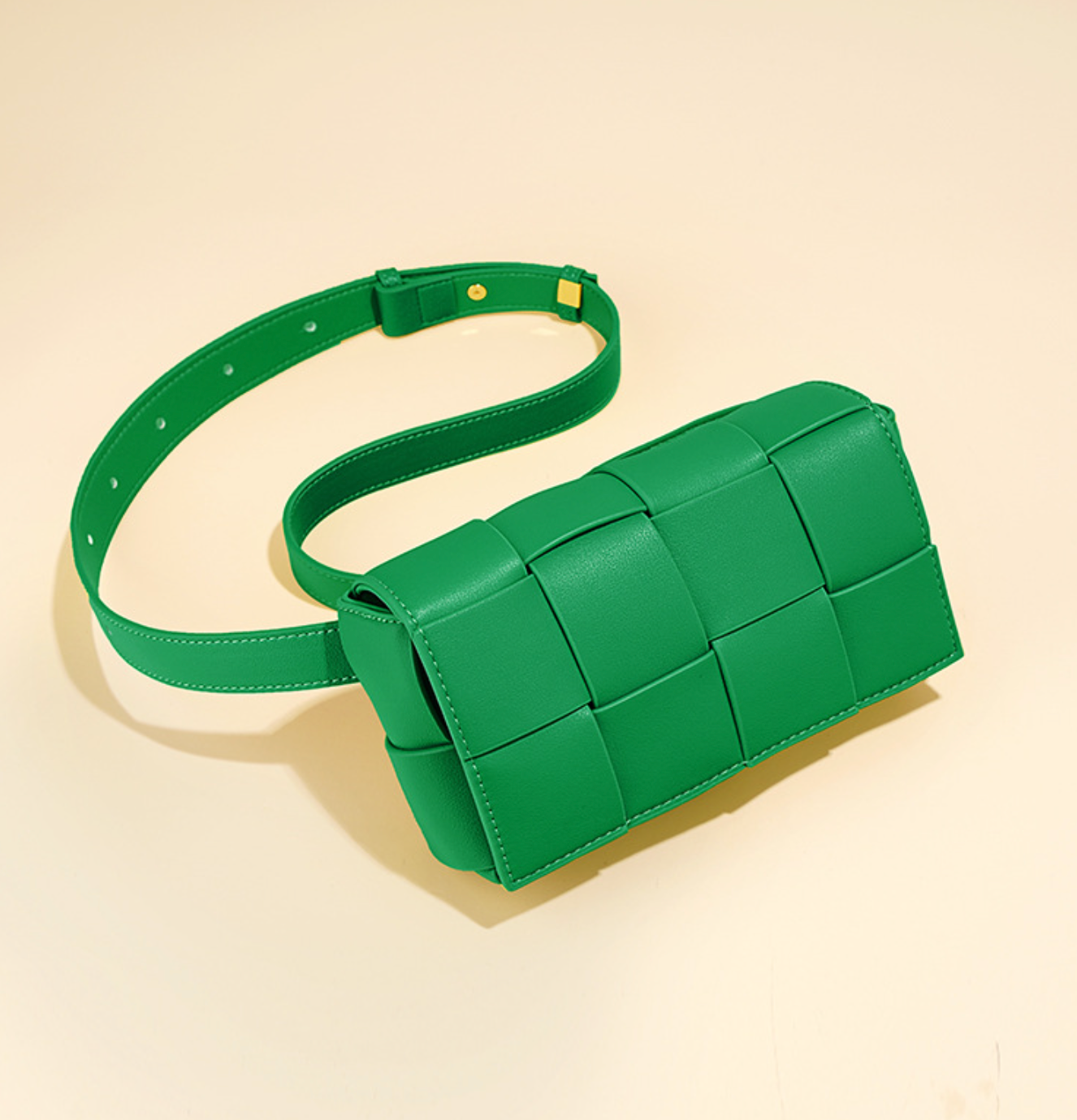 woven leather belt bag in lime – LEXI