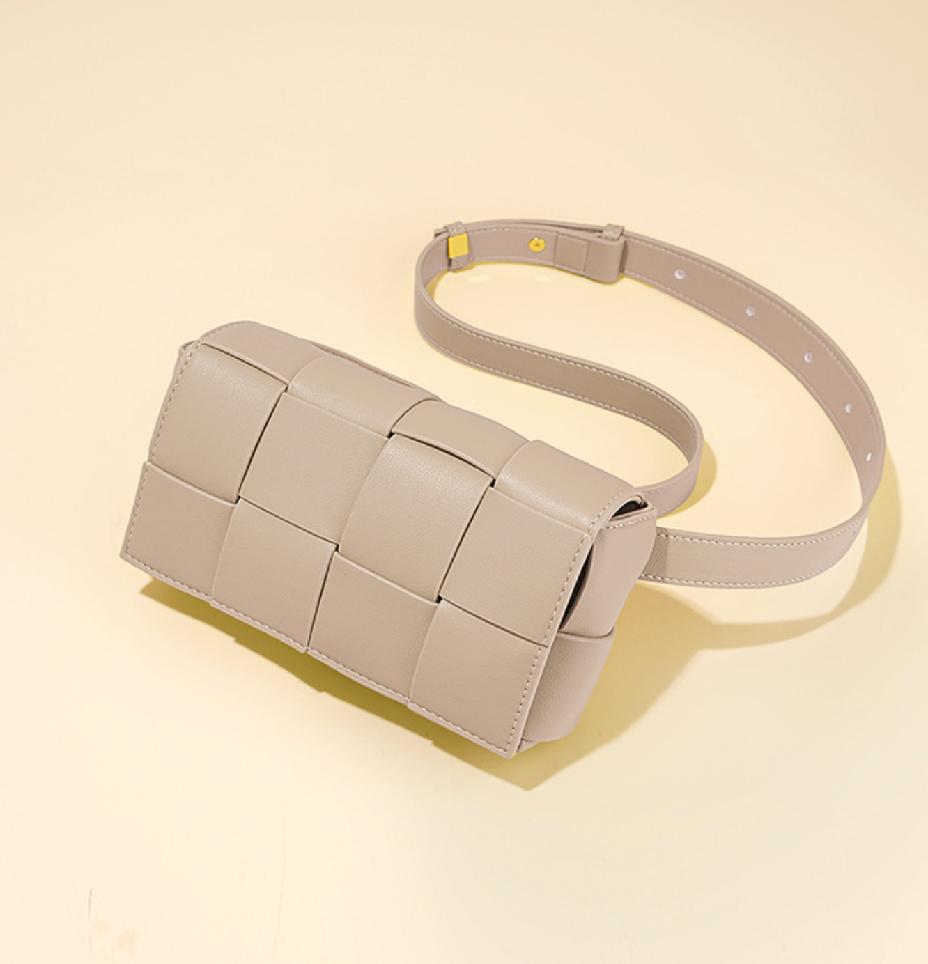 woven leather belt bag in lime – LEXI