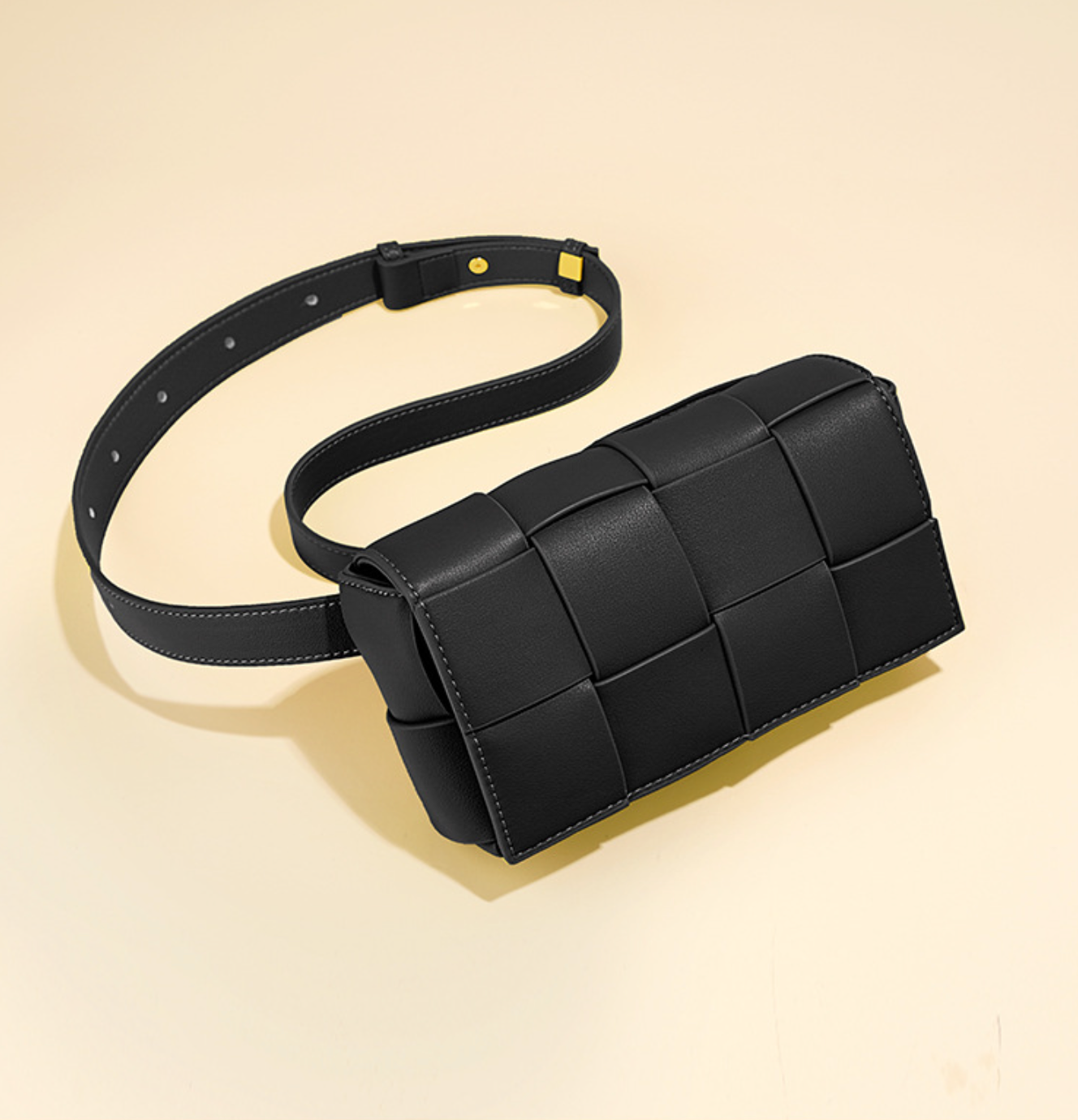 woven leather belt bag in lime – LEXI