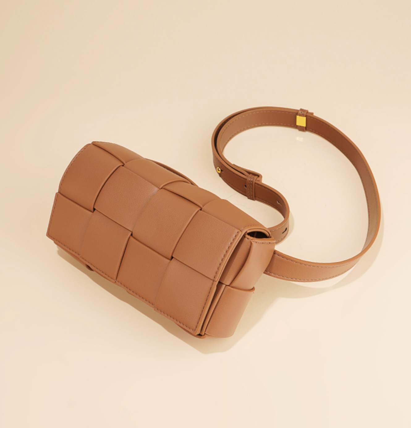 woven leather belt bag in lime – LEXI