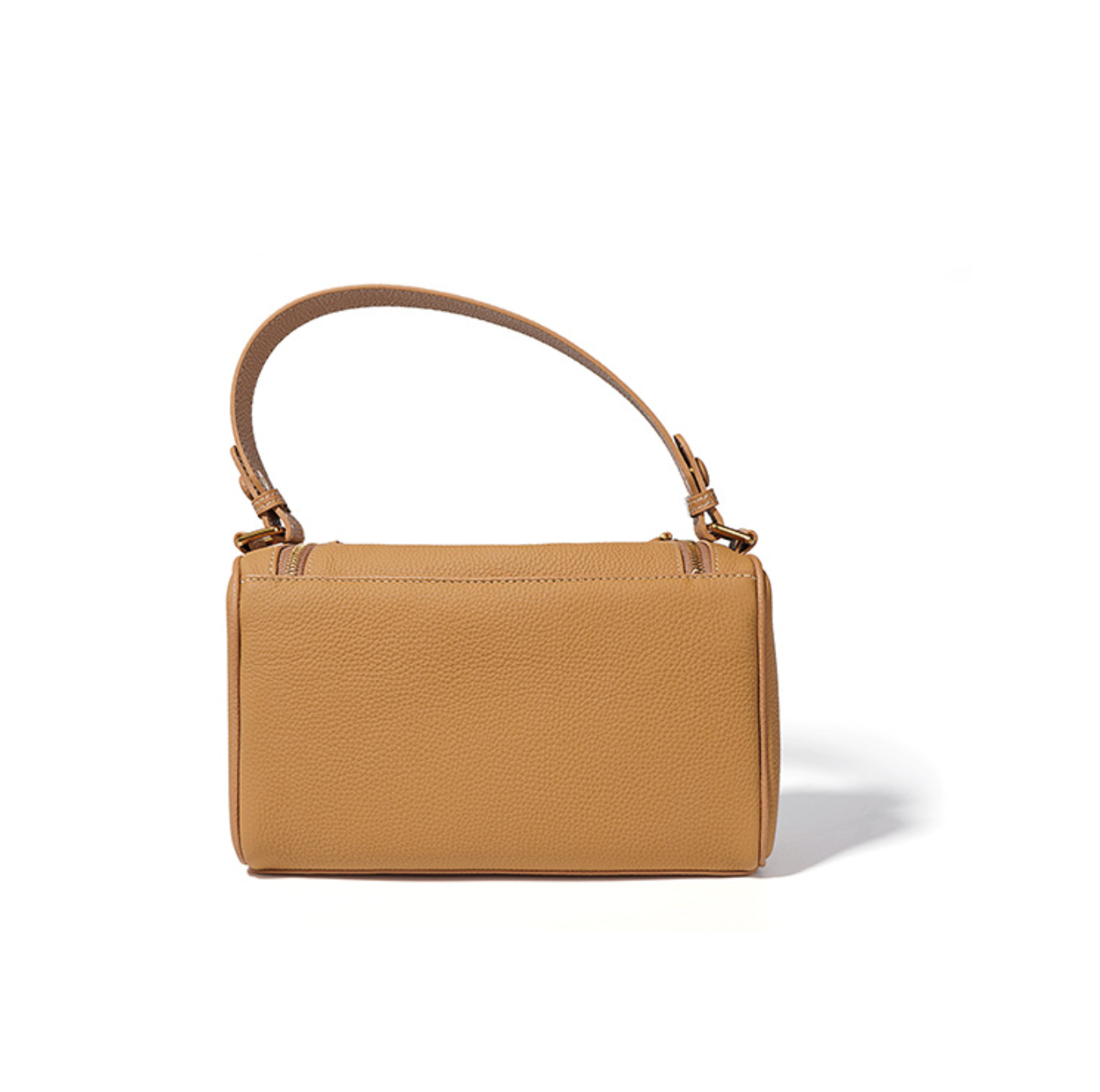 boxy leather handbag with top handle – CAMELIA