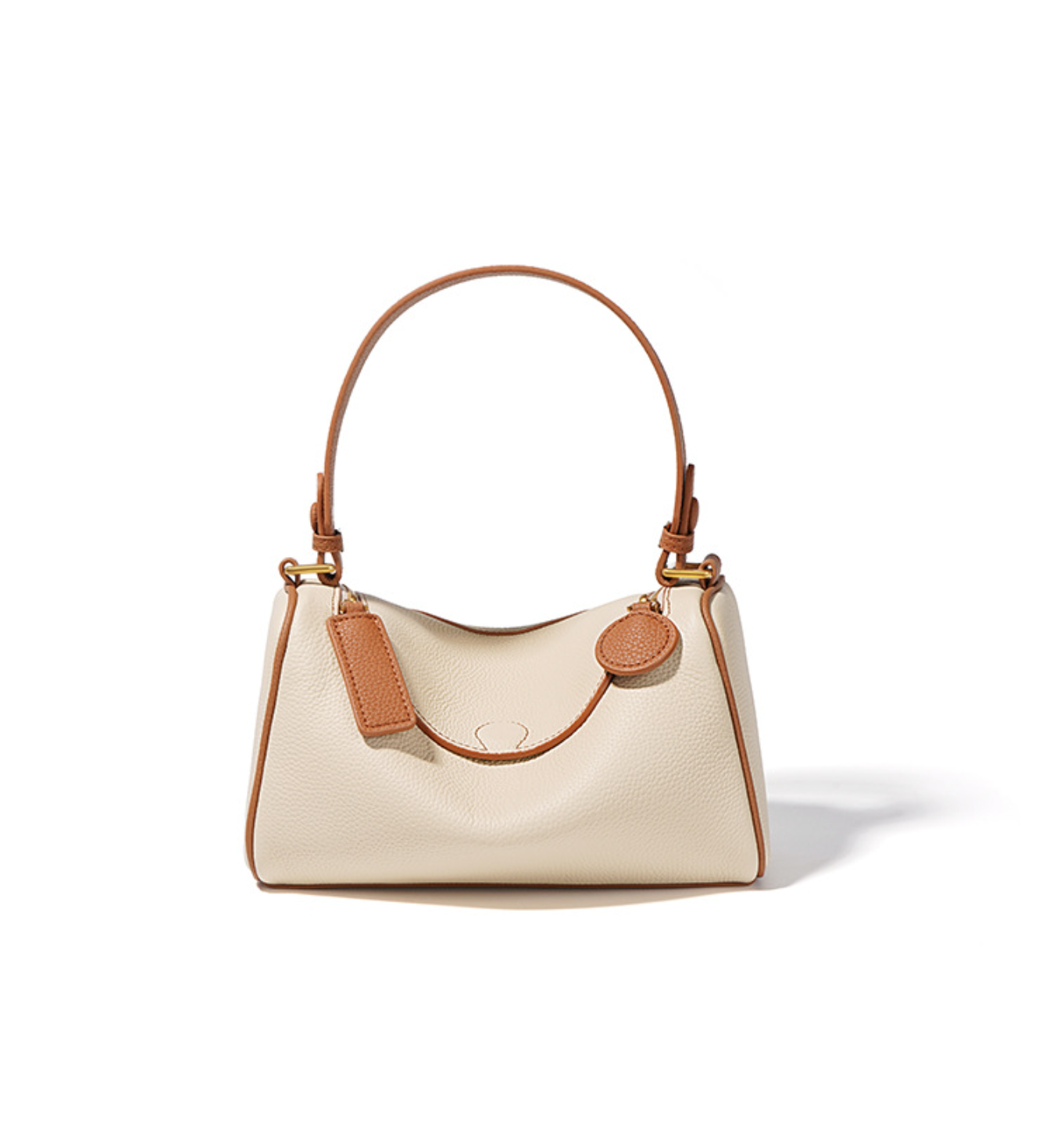 boxy leather handbag with top handle – CAMELIA