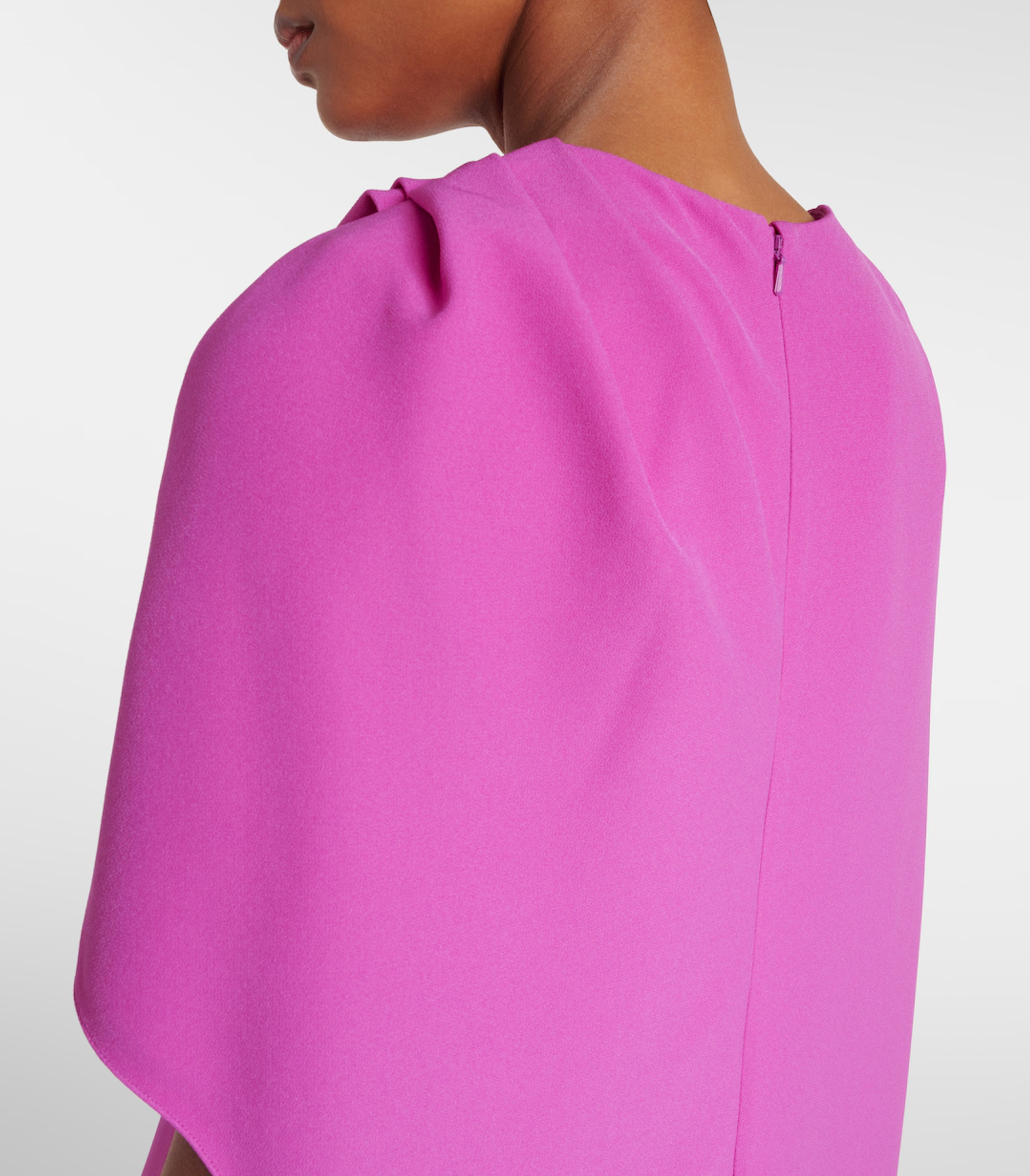 one-shoulder gown with draped cape and front slit – FUCHEN