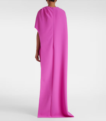 one-shoulder gown with draped cape and front slit – FUCHEN