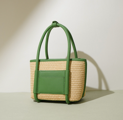 woven mini tote with leather trim – TERRA