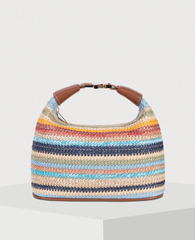 structured straw shoulder bag with leather strap – SIENNA