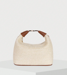 structured straw shoulder bag with leather strap – SIENNA