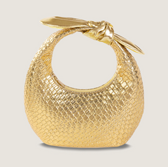 metallic woven mini bag with knotted handle – AURAN