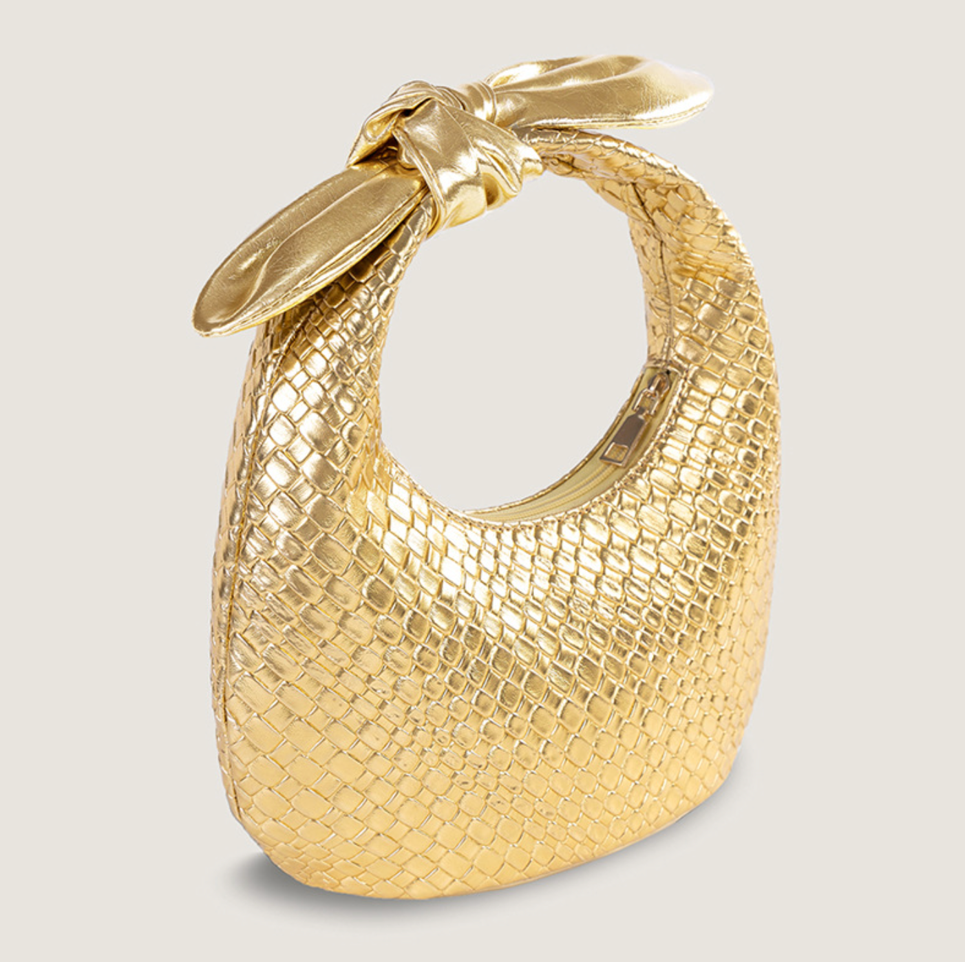 metallic woven mini bag with knotted handle – AURAN