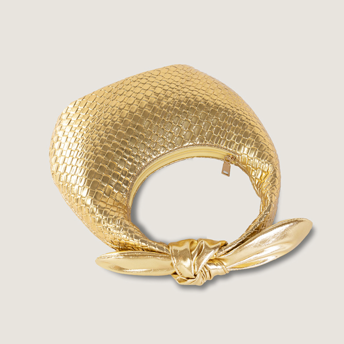 metallic woven mini bag with knotted handle – AURAN