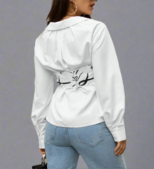 abstract corset shirt with curved hem – LYRA