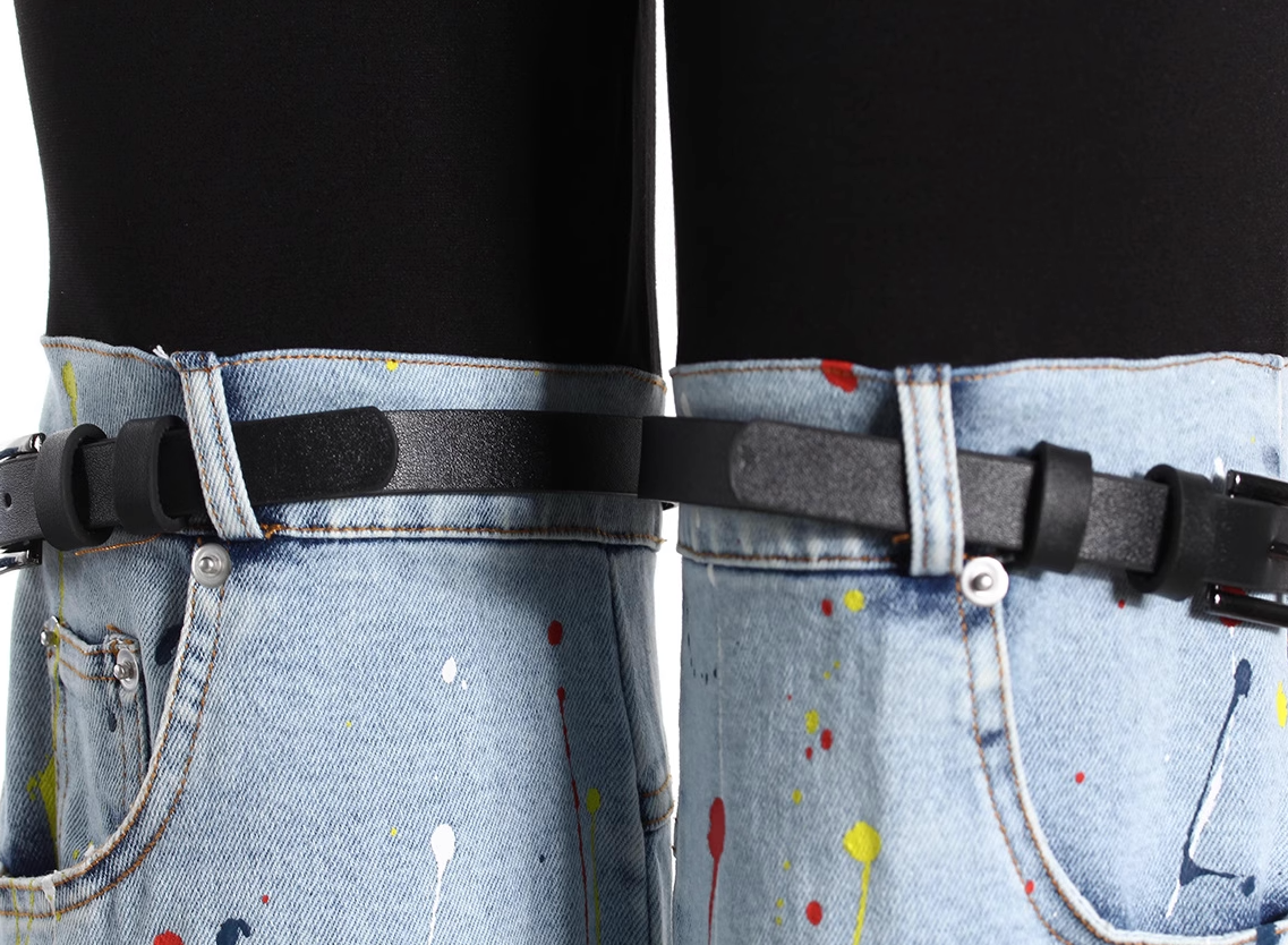 contrast leggings with detachable painted denim flares – ROGUE