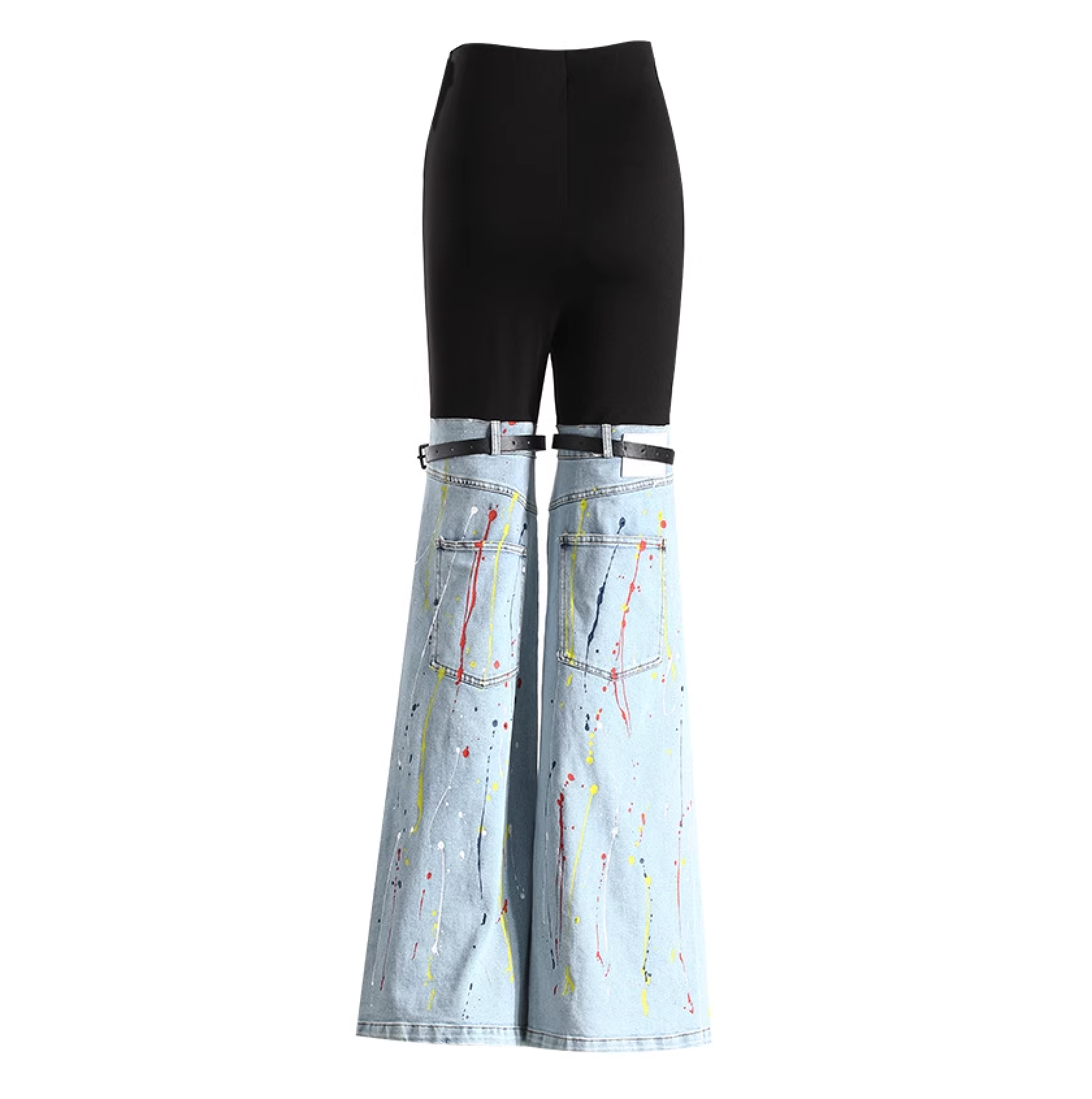 contrast leggings with detachable painted denim flares – ROGUE
