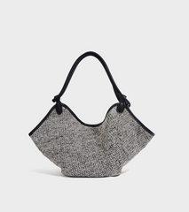 woven crescent tote bag with contrast trim – MARA