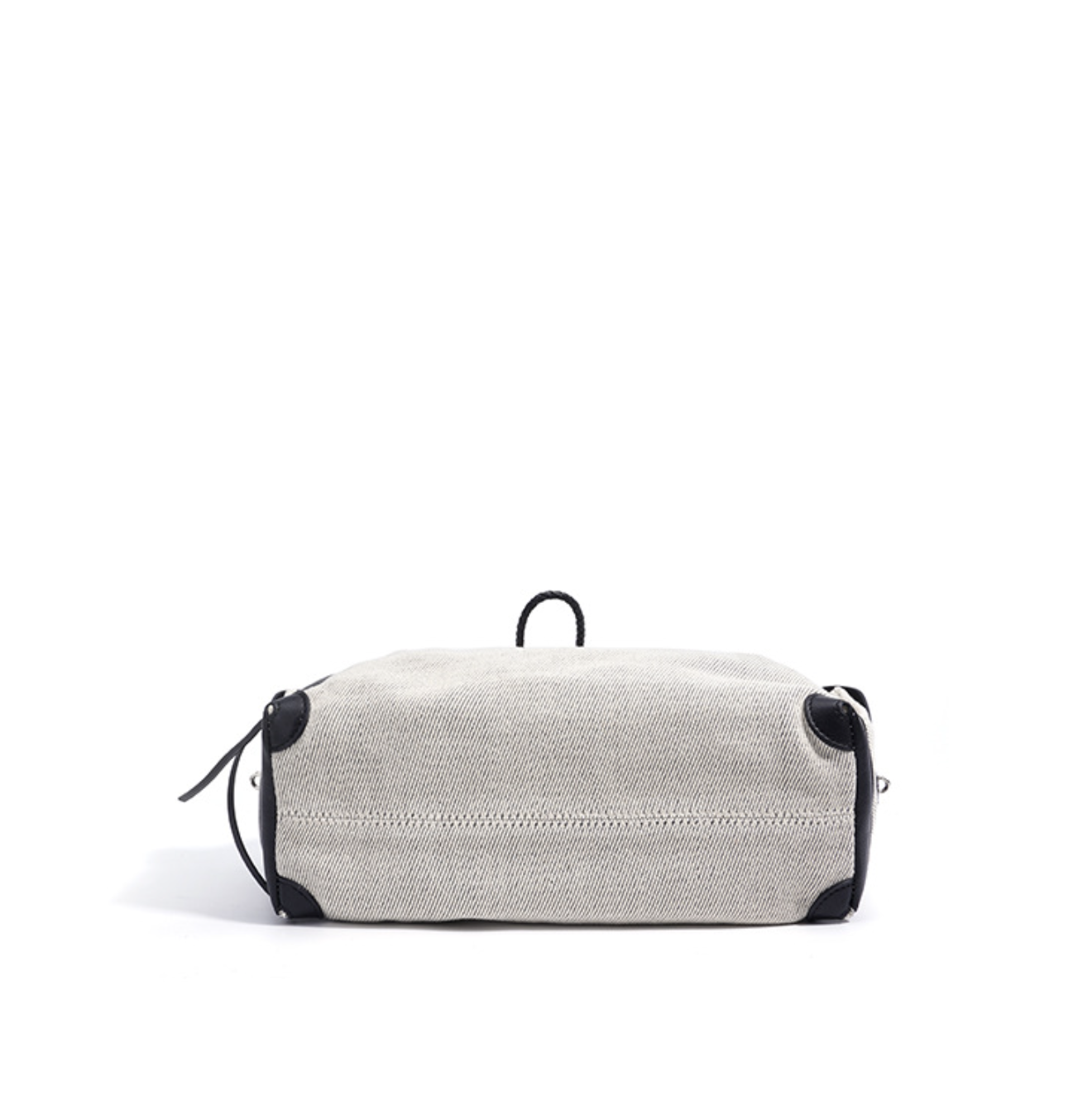 striped canvas drawstring bucket bag with leather trims – NOIIR