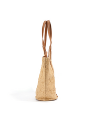 extured woven tote bag with leather strap closure – SIENNA