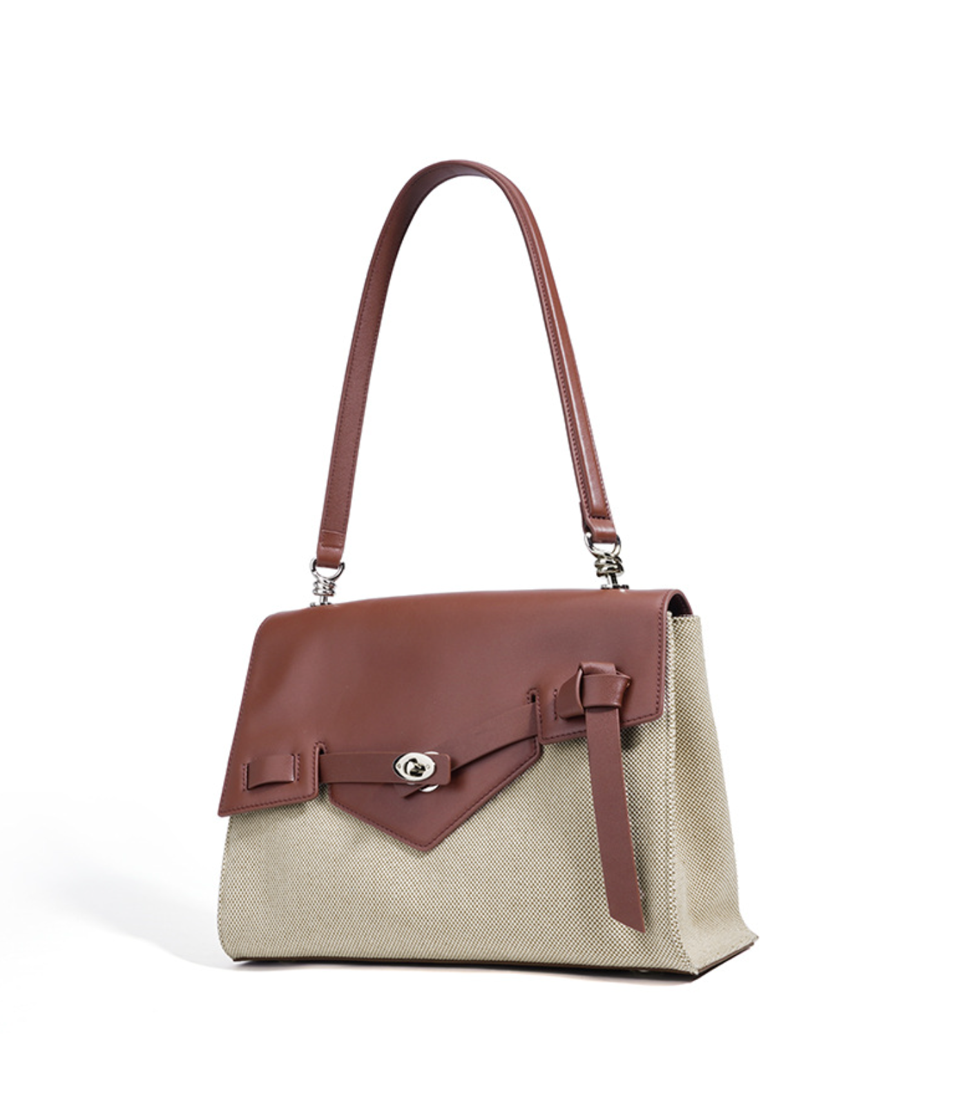 contrast flap structured handbag with knot detail – NEVAL