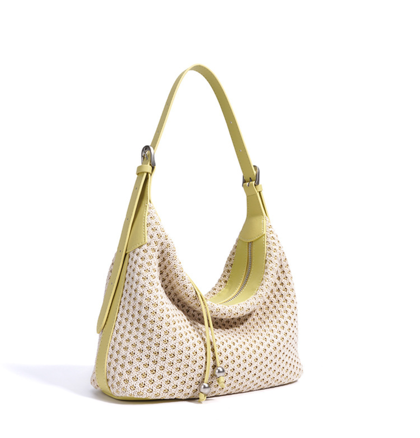 woven shoulder bag with lemon trim – FAYE